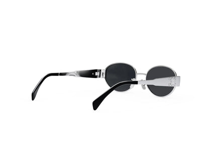 CELINE Metal Triomphe Silver Oval Sunglasses CL40235U 16A 54