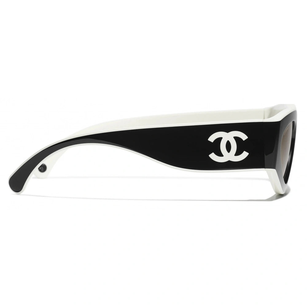 Chanel - Cat Eye Sunglasses Black White Beige