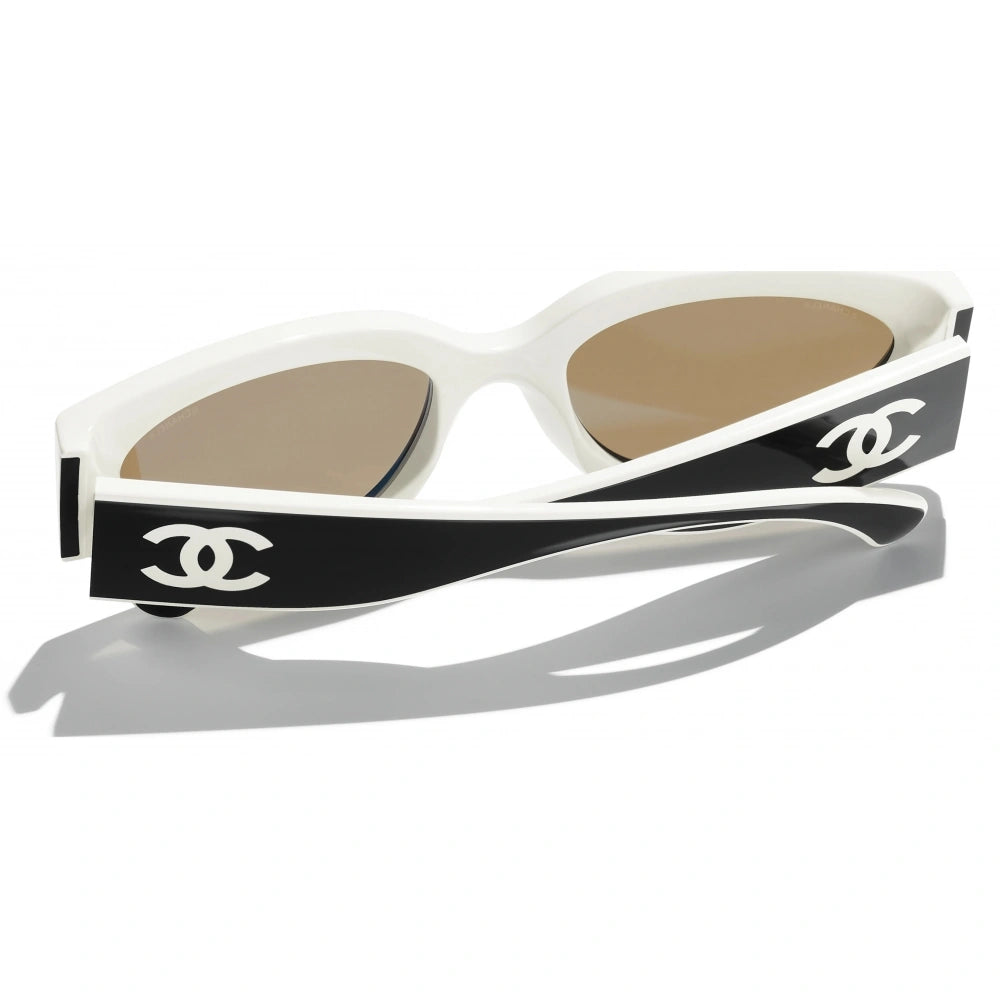 Chanel - Cat Eye Sunglasses Black White Beige