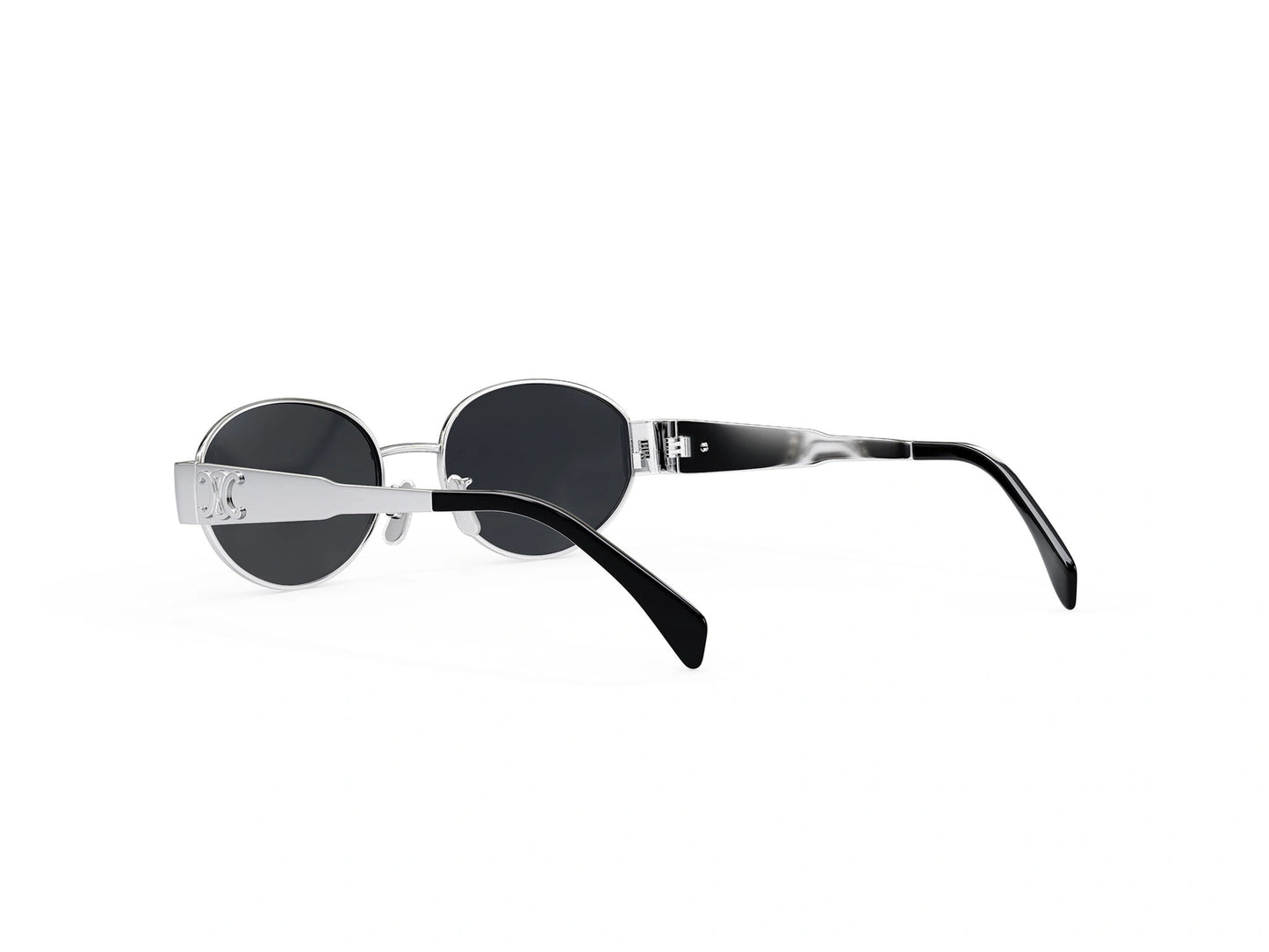 CELINE Metal Triomphe Silver Oval Sunglasses CL40235U 16A 54