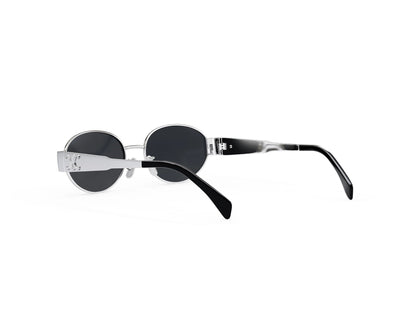 CELINE Metal Triomphe Silver Oval Sunglasses CL40235U 16A 54
