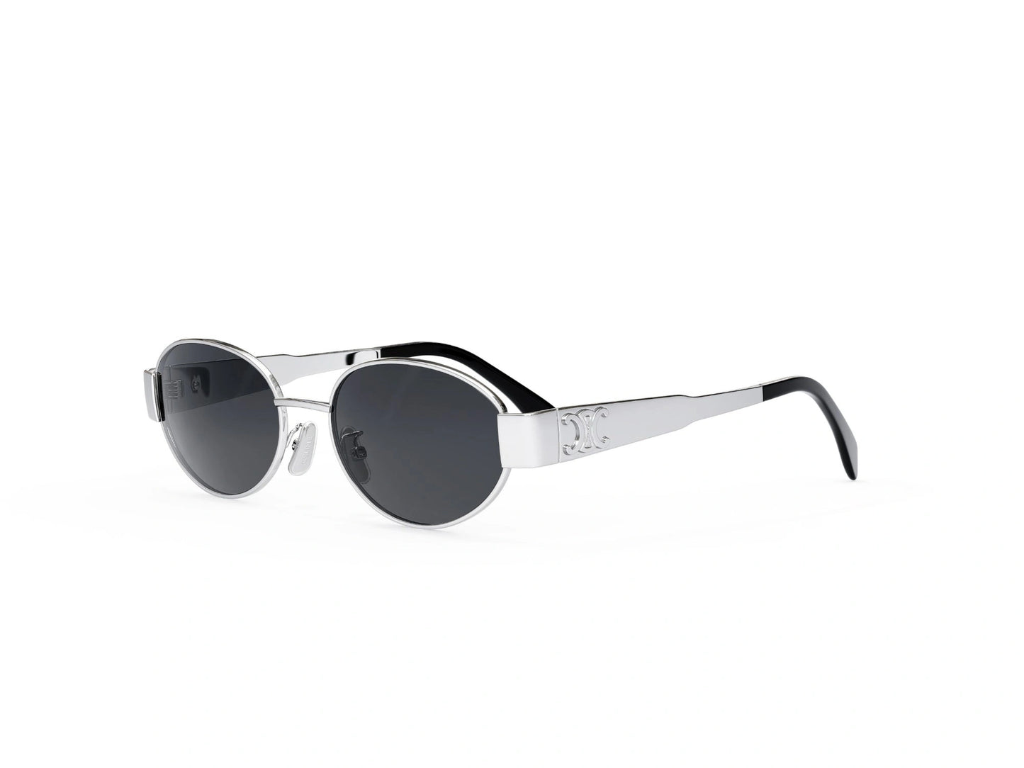 CELINE Metal Triomphe Silver Oval Sunglasses CL40235U 16A 54